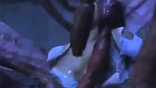 Sexy oriental nurse does Blowjob for tentacles
