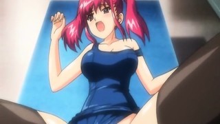Swimsuit anime coed footjob boned