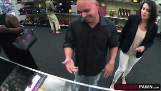 Customers wife gets drilled at the pawnshop after her dude left her