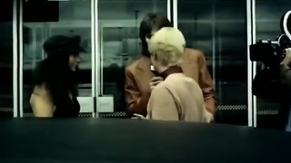 Vintage blonde lesbians have sex in car