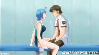 Anime girl in swimsuit in porn hentai