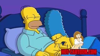 Homer Simpson recebe seu pau sugado por Marge