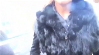 Blowjob and walking with sperm on face at a parade