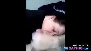 Cuck hubby cleaning girl's face