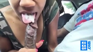 Excellent blowjob in a car