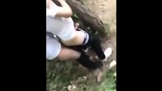 Teen guy gets fucked outdoor