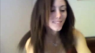 Slim girl masturbates for webcam