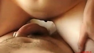 Amateur couple fucking until he ejaculates and splashes everything with semen.