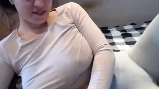 Girl with beautiful tits masturbates