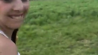 Horny couple fucking in the field