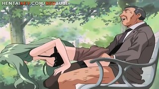 Hot girl fucking in the park with an old man