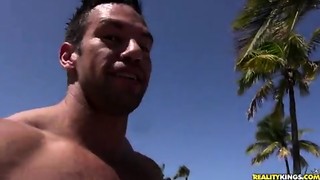 Mia Lelani sucks a big cock on the beach